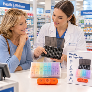 Organisateur de pilules hebdomadaire coloré à 7 compartiments, étui de rangement portable en plastique pour médicaments avec étiquettes quotidiennes pour la gestion des doses - Product Image 4