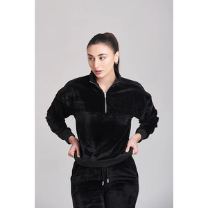 Custom Women's <b>Velour</b> Tracksuit Set | Half Zip Velvet <b>Sweatshirt</b> & Jogger Set | Premium Casual Sportswear Manufacturer - Product Image 4