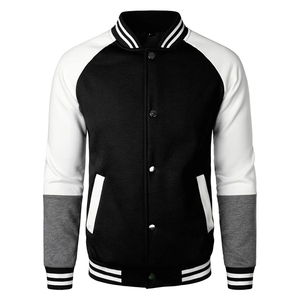 Wool/Cotton/Polyester Leather Slim Thin Knitted Breathable Windproof Autumn/Winter Varsity <b>Jacket</b> <b>with</b> <b>Fleece</b> <b>Lining</b> and Hooded - Product Image 3