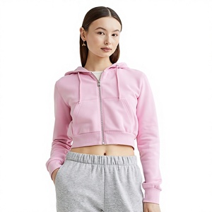 Custom Logo <b>Cropped</b> <b>Zip</b> <b>up</b> Hoodies Women Casual Detailed Cotton Hoodies for Daily Outfit Streetwear Crop Top Hoodie Sweatshirts - Product Image 1