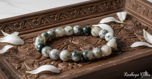 Handmade AAA Dendrite Round Bead <b>Bracelet</b> – Polished Gemstone Stretch <b>Bracelet</b> for Men & Women - Product Image 3