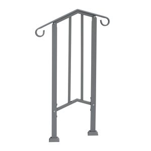 Silver Iron Handrails for Outdoor <b>Steps</b> 1-<b>Step</b> Transitional Assistive Device with Installation Kit - Product Image 1