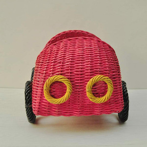 Juguetes de rol para niños, coche de ratán de primera calidad para niños pequeños, coches de juguete de fibra natural tejida. - Product Image 3