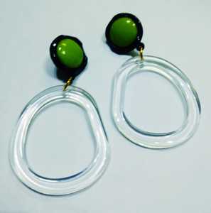Pendientes de Aro Acrílicos Abstractos de Moda para Mujer, Color Verde Lima, Geométricos Transparentes, Colgantes, Joyería de Moda para Fiestas - Product Image 1