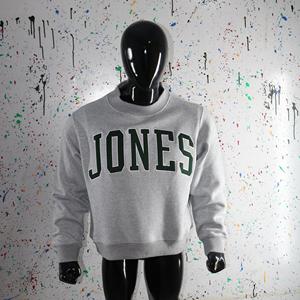 Sudadera JONES ASH GREY con cuello alto 100% verde caza con apliques bordados y cuello ancho info.clushsports - Product Image 2