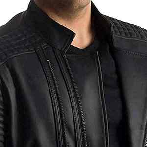 Veste en cuir décontractée pour homme de qualité supérieure, nouvelle collection hiver, avec col montant, tissu en toile, teinture unie, respirante et coupe-vent - Product Image 5