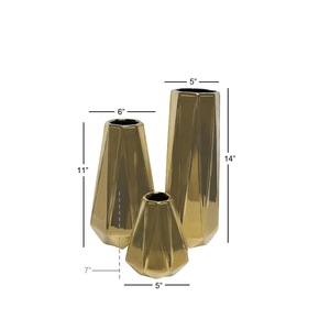 Vase de table contemporain en fer géométrique transparent craquelé, support décoratif pour fleurs, décoration de mariage, design personnalisé moderne - Product Image 3