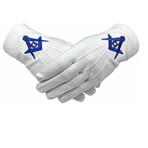 Gants de Régalia Maçonnique 100% Coton Blanc Pur, Design Personnalisé Rayé, Écran Tactile, Quatre Saisons - Product Image 1