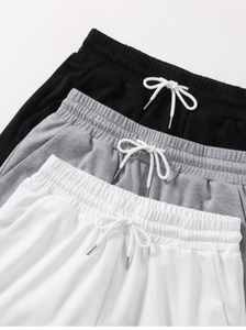 Shorts d'été unisexe décontractés à cordon de serrage, coupe régulière, 100% coton, teinture unie - Product Image 2