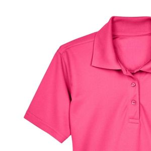 Polo rose vif pour femme, broderie de blason, manches courtes, col, mélange de coton, décontracté, golf, affaires, mode, vêtement - Product Image 3