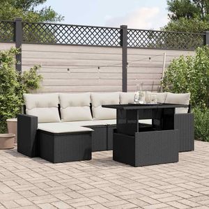 Conjunto de Sofás de Jardín en Blanco Crema y Negro - Product Image 1