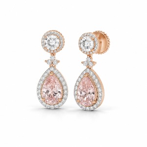 Boucles d'oreilles pendantes géométriques Roy Diamond en or massif 18 carats avec diamants taille baguette sertis griffe, certifiées IGI, de luxe pour femme, pour mariage - Product Image 2
