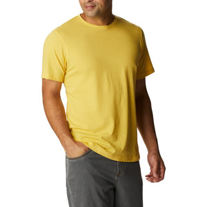 Camiseta de Manga Corta con Cuello Redondo Amarilla para Hombre, 100% Algodón, Ecológica, Clásica y Versátil, Color Sólido de Verano - Product Image 2