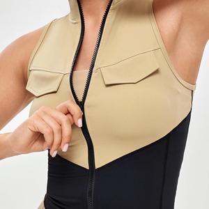Haut court de sport pour femme de haute qualité, col rond doux, manches longues, coupe ajustée, compression, sexy, pour la gym - Product Image 1