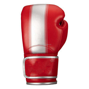 MILIENZ SPORTS APPAREL Red Silk Non-Slip Boxing <b>Gloves</b> <b>Silver</b> Accents Hook Loop Closure Universal Fit Customizable Training Gear - Product Image 2