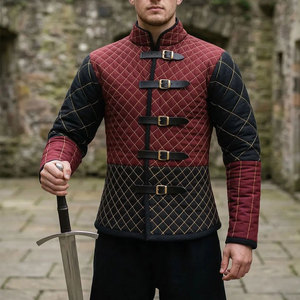 Gambeson matelassé bicolore médiéval personnalisé en coton rembourré pour homme – Manteau doublet robuste pour entraînement LARP et reconstitution historique - Product Image 1