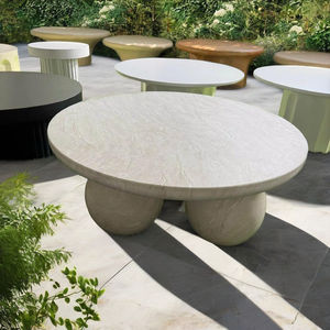 Mesa de Centro Moderna para Exteriores de Hormigón GFRC, Ligera, de Fibrocemento, Resistente al Agua, Duradera, para Patio, Jardín, con Garantía de 24 Meses - Product Image 1
