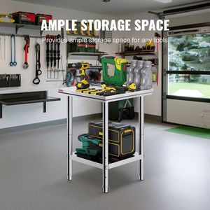 24 \ "x 24 \" tavolo di preparazione alimentare da cucina commerciale per la fabbricazione di attrezzature da cucina commerciali in acciaio inossidabile - Product Image 4
