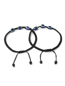 Cheville à breloques triple œil bleu pour femme, réglable, avec cordon noir - Product Image 5