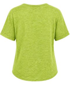 Camiseta Casual Personalizada para Mujer, Cuello en V, Color Verde Lima, Manga Corta, Mezcla de Algodón, Suave y Ligera, con Bolsillo, Cómoda para el Uso Diario en Verano - Product Image 2