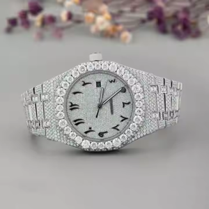 Best Quality Limited Edition Sport Fashion Hip Hop Style Analog Stainless Steel <b>Watch</b> Luxurious Fully Moissanite <b>Diamond</b> Iced - Product Image 1