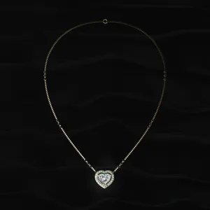 Pendentif Cœur en Diamant Halo Mangalsutra, Diamant CVD de Laboratoire Couleur D-E Pureté VVS-VS Certifié IGI, Or, pour Fiançailles et Mariage - Product Image 5