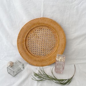 Rattan charger plate hand-weaving gold underplate competitive price decor <b>trivet</b> table mats - Product Image 5