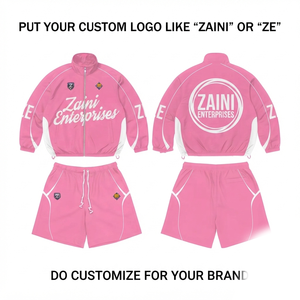 ชุดเซ็ตเสื้อแจ็คเก็ตกันลมและกางเกงขาสั้น ZAINI 300 กรัม ผลิตจากผ้าโพลีเอสเตอร์ทัสแลนคุณภาพพรีเมียม สำหรับผู้ชาย ฤดูหนาว แห้งเร็ว พิมพ์ลายซิลค์สกรีน โลโก้สั่งทำด้านหน้า รับผลิตแบบ OEM - Product Image 1