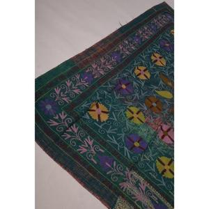 Vintage Kantha Suzani <b>Quilt</b> Handmade Cotton Floral Embroidery Boho Indian Eco-Friendly All-Season Bedspread <b>Throw</b> Blanket - Product Image 4