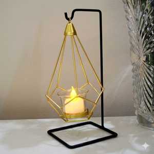 Geometric Iron Candle <b>Lanterns</b> Black Frame Hanging <b>Tea</b> <b>Light</b> Holders For Home Decoration Wedding - Product Image 3