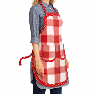 Delantal de cocina de tela a cuadros teñida con hilo de la mejor calidad, con tamaño personalizado y diseño con volantes. - Product Image 2