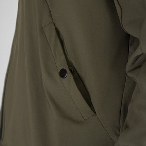 Veste de course pour homme, vert olive, fermeture éclair, col montant, coupe-vent décontractée en polyester, pour l'automne - Product Image 3