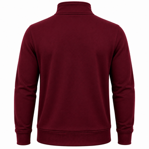 Men's Burgundy <b>Quarter</b> <b>Zip</b> Knit <b>Sweater</b> Regular Fit Stand Collar Long Sleeve Solid Color Winter Wear Front Logo Polyester/Cotton - Product Image 2