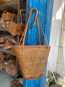 Sac fourre-tout unisexe en rotin bohème avec deux bretelles, réutilisable, écologique, grande capacité, design ouvert, style Bali, plage - Product Image 2
