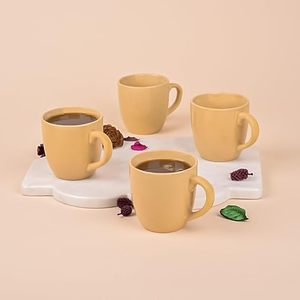 Classic Beige Vintage Style Ceramic <b>Tea</b> Cup <b>Set</b> of 4 Handmade Porcelain Coffee <b>Pots</b> Luxury & Function-Focused - Product Image 4