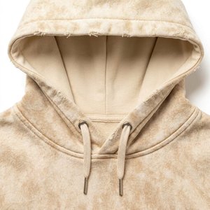 Ensemble de survêtement beige à capuche pour homme avec imprimé flamme noir par sublimation, streetwear, coupe ample avec poches à cordon de serrage sur toute la longueur - Product Image 5