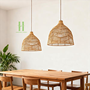 Lámpara de Mesa de Bambú Hecha a Mano, Venta al Por Mayor, Lámpara de Noche de Mimbre Natural con Pantalla de Tela y Control Táctil para el Hogar - Product Image 4