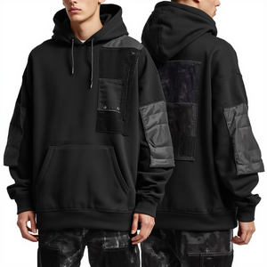 Sweat à capuche premium pour homme, style universitaire, avec grandes appliques en tissu chenille et design en molleton de coton surdimensionné - Product Image 3