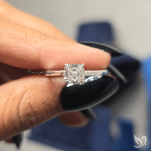 Anillo de Compromiso con Diamante Cultivado en Laboratorio, Corte Cojín, Certificado IGI, 1 Ct, Solitario Catedral, Banda Delgada Minimalista para Novia, Oro Blanco - Product Image 4