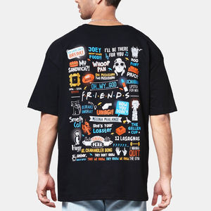 Camiseta de algodón negra para hombre con estampado de letras 'Friends', cuello redondo, manga corta, estilo casual de verano, diseño gráfico, logotipo personalizado OEM ODM - Product Image 5