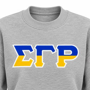 เสื้อสเวตเชิ้ตคอกลมสีเทา Sigma Gamma Rho ลายตัวอักษรกรีกสีน้ำเงินเหลือง แขนยาว สวมใส่สบาย เหมาะสำหรับชุดลำลองของชมรมนักศึกษา - Product Image 5