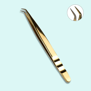 Pince à cils professionnelle noire à 90 degrés, pointe en fibre, acier inoxydable, anti-magnétique, design durable - Pince à cils personnalisée - Product Image 2