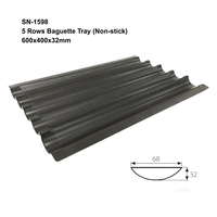 ATLAS STAR Moule à pain français perforé antiadhésif en alliage d'aluminium PTFE résistant à la chaleur, noir, compatible four, pour 5 pains