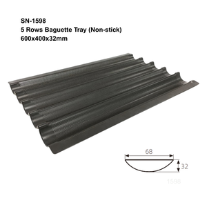 ATLAS STAR Moule à pain français perforé antiadhésif en alliage d'aluminium PTFE résistant à la chaleur pour 5 pains, plateau à baguettes - Product Image 2