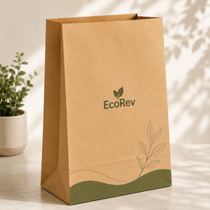 EcoRev Kraft Paper Self-Folding <b>Bag</b> Recyclable Eco-Friendly Offset Printing Button Closure Food Gift <b>Craft</b> Use - Product Image 6