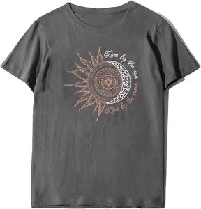 T-shirt en coton slim pour femme, style rétro, imprimé tournesol, tissu tricoté respirant, haut décontracté à manches courtes pour l'été - Product Image 1