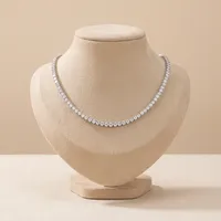 Collier chaîne tennis plaqué or pour femme, serti de diamants de laboratoire taille brillant ronde et de diamants incrustés, idéal pour les cadeaux de mariage et de fête