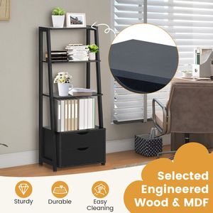 Libreria a 4 Ripiani con 2 Cassetti, Scaffale Espositivo per Libri - Product Image 4