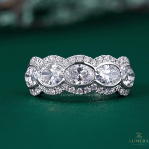 Anillo de Compromiso con Diamante de Laboratorio de Corte Oval Redondo de 4.691 Quilates, Color D E, Oro Amarillo o Blanco Sólido de 9k, 10k, 14k, 18k, Anillo de Boda para Novia - Product Image 1