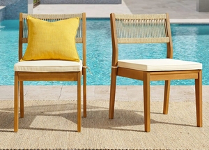 Modern Premium Eucalyptus <b>Wood</b> <b>Dining</b> <b>Chair</b> Handwoven Rattan Backrest Durable Upholstered Seat for Outdoor Patio Direct Vietnam - Product Image 6